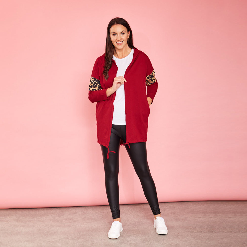 Rosie Leopard Hoody (Cherry)