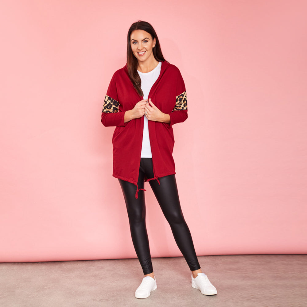 Rosie Leopard Hoody (Cherry)