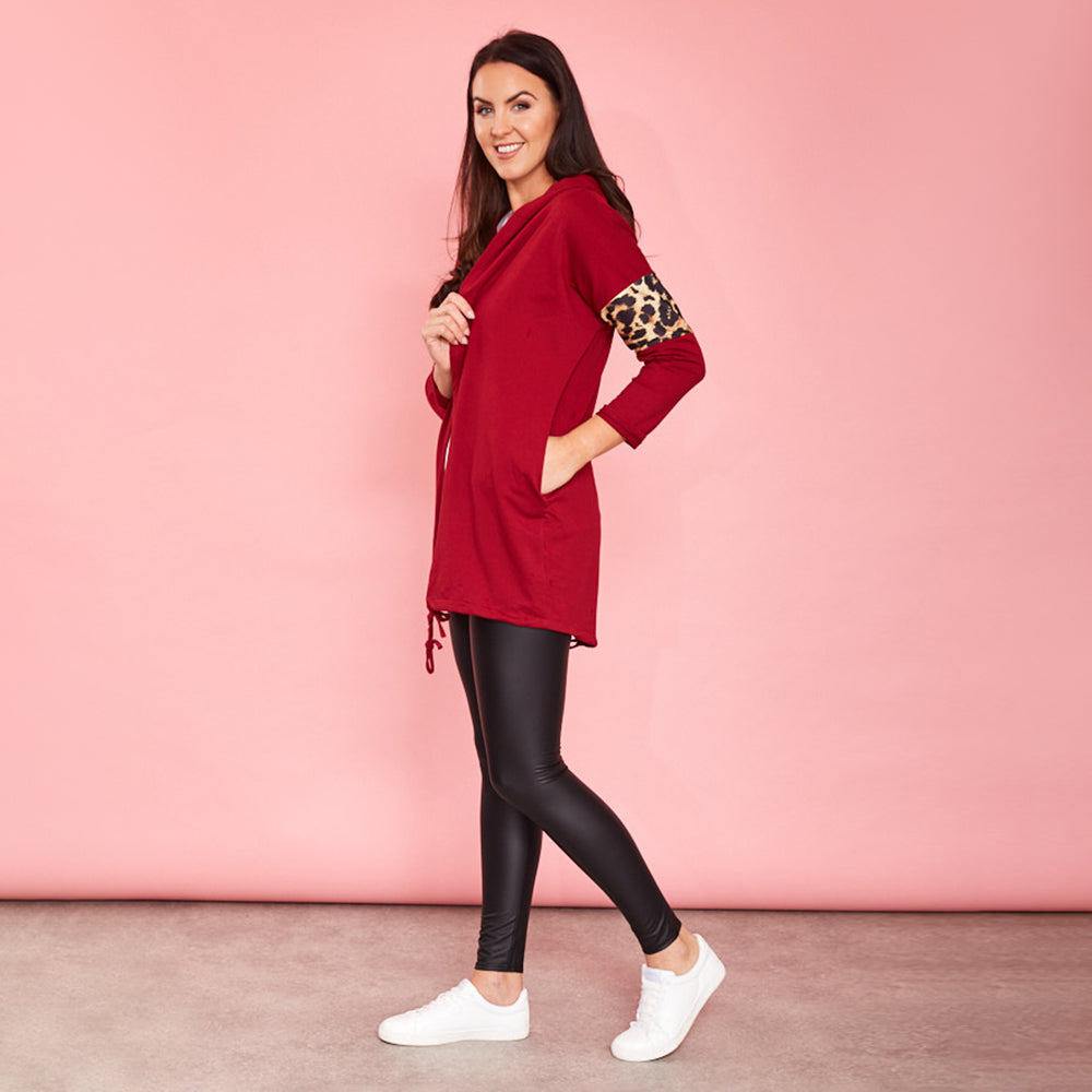 Rosie Leopard Hoody (Cherry)