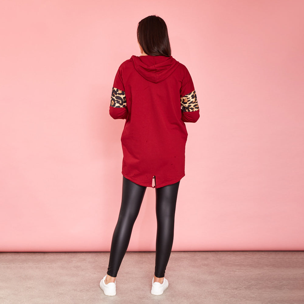 Rosie Leopard Hoody (Cherry)