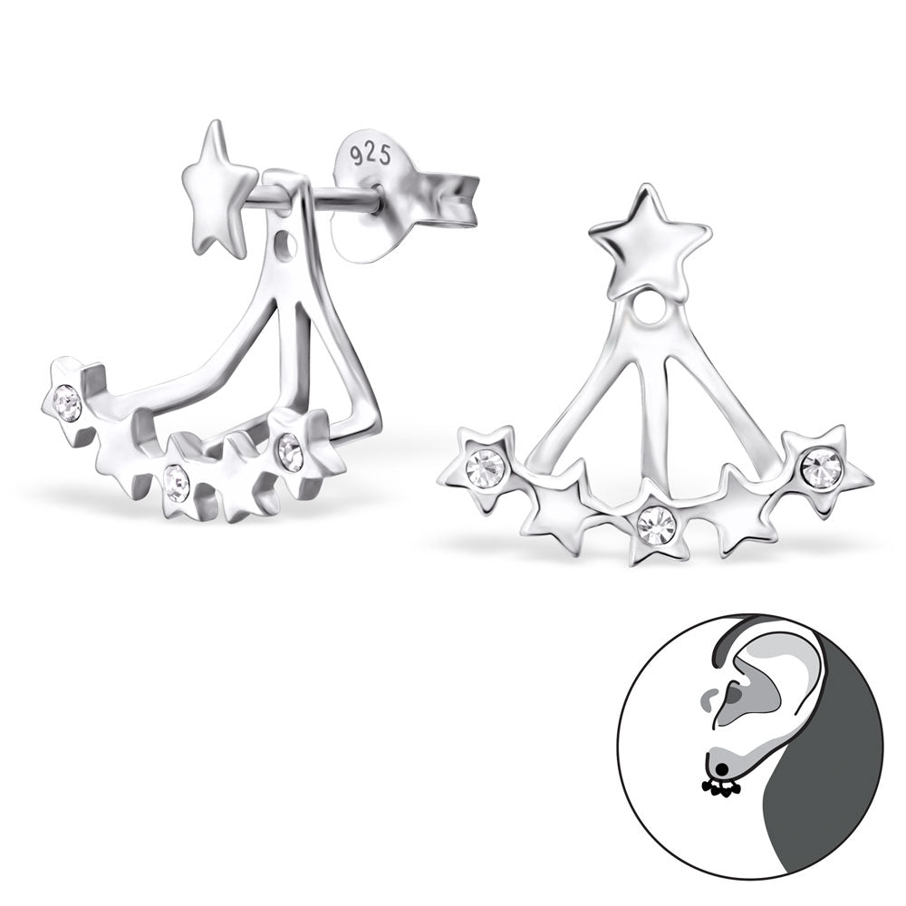 Sterling Silver Star Double Stud Earring