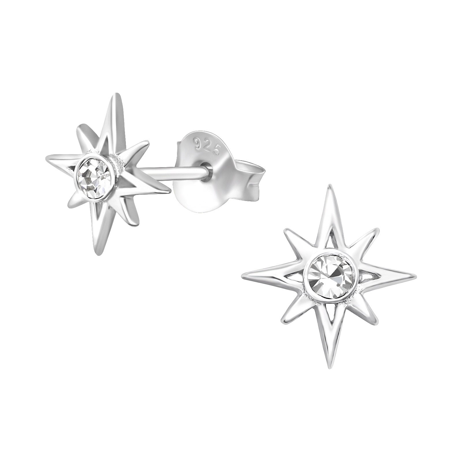 Sterling Silver Crystal Star Stud