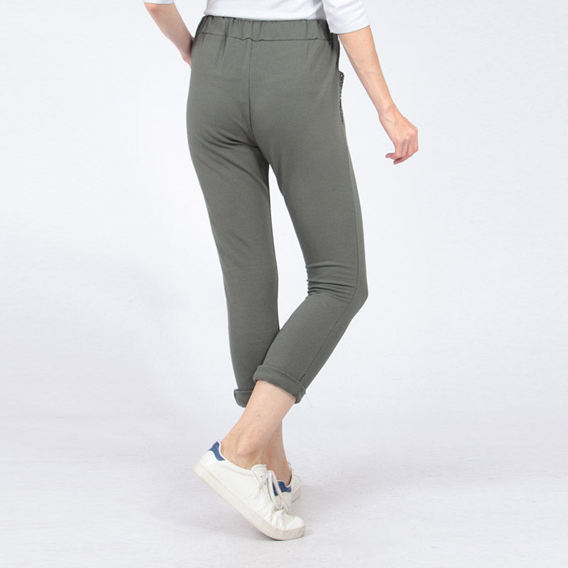 Glitter Pocket Jogger Khaki