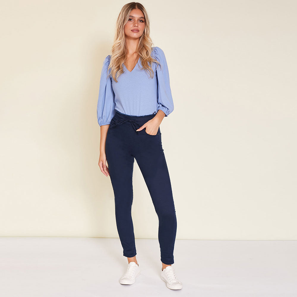 Dana Drawstring Classic Jeggings (Navy)