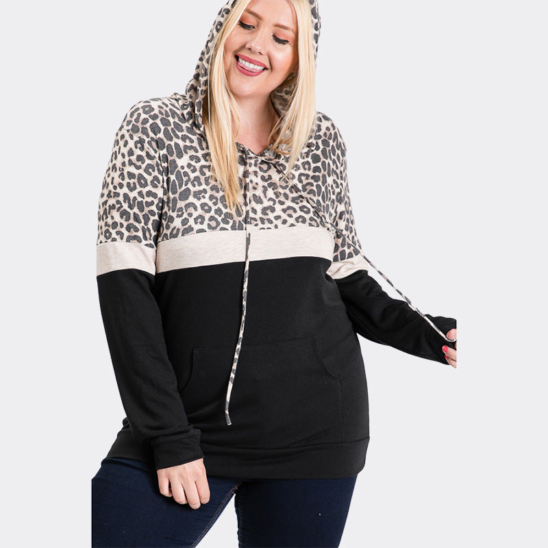 Tara Curve Leopard Hoody Black