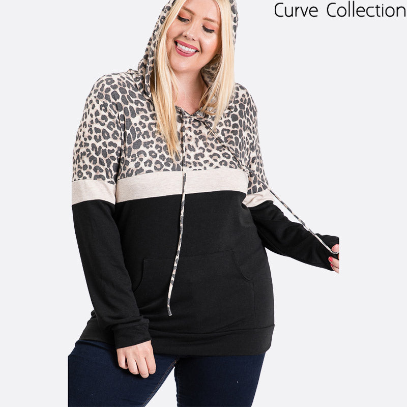 Tara Curve Leopard Hoody Black