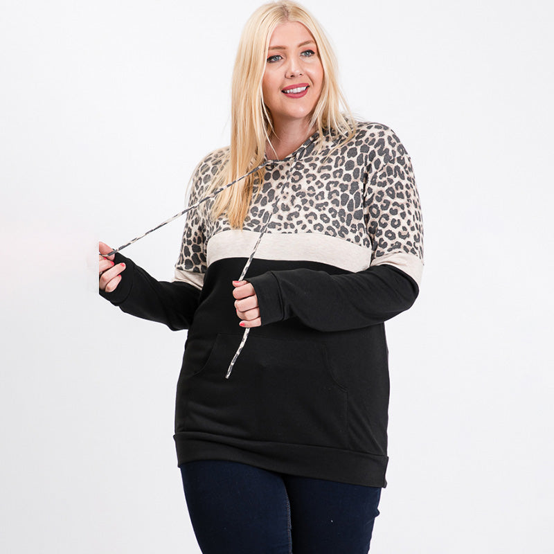 Tara Curve Leopard Hoody Black