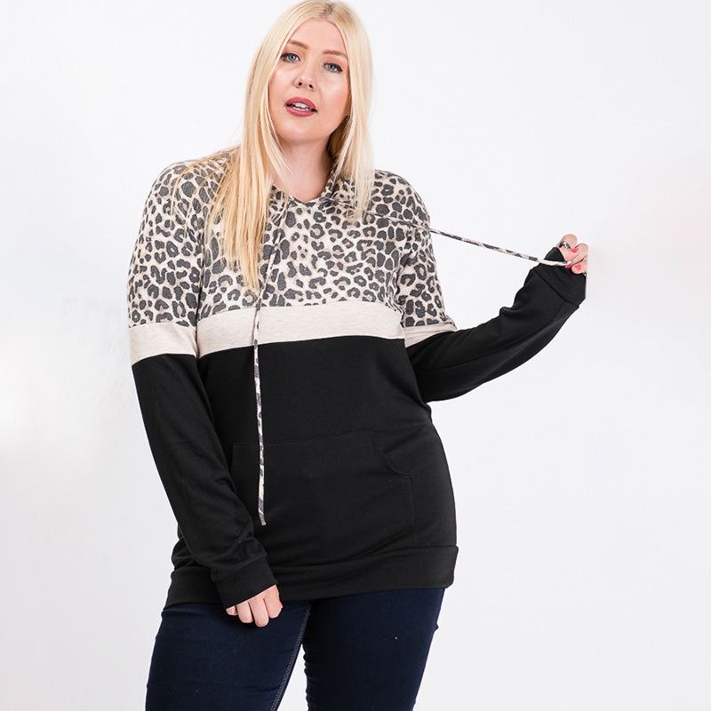 Tara Curve Leopard Hoody Black
