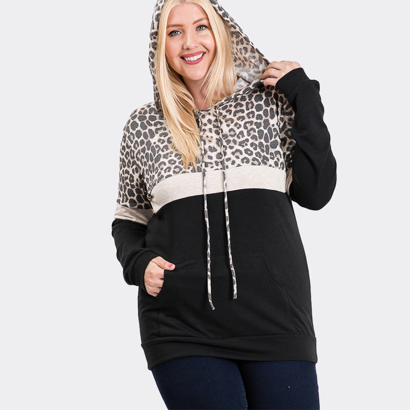 Tara Curve Leopard Hoody Black
