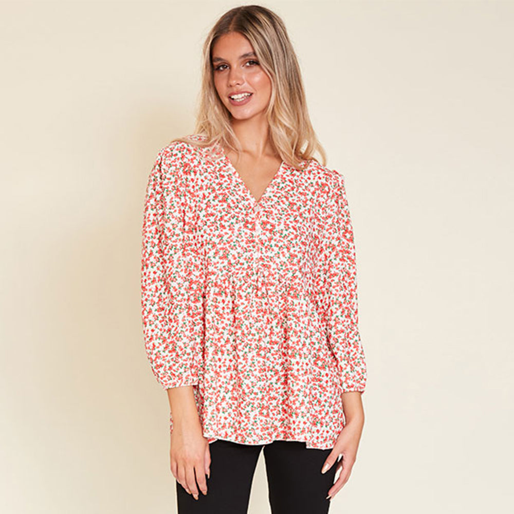 Sadie Top (Red Floral)