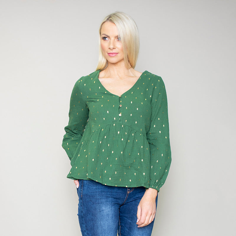 Pia Peplum Top (Green)