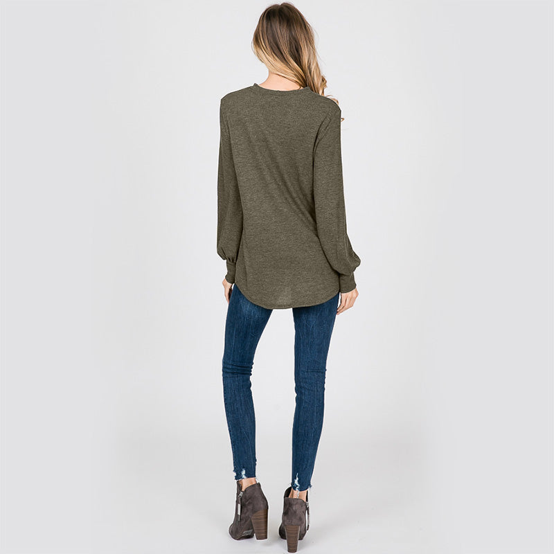 Sandra Puff Sleeve Top Khaki