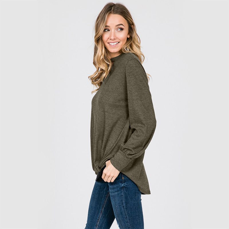 Sandra Puff Sleeve Top Khaki