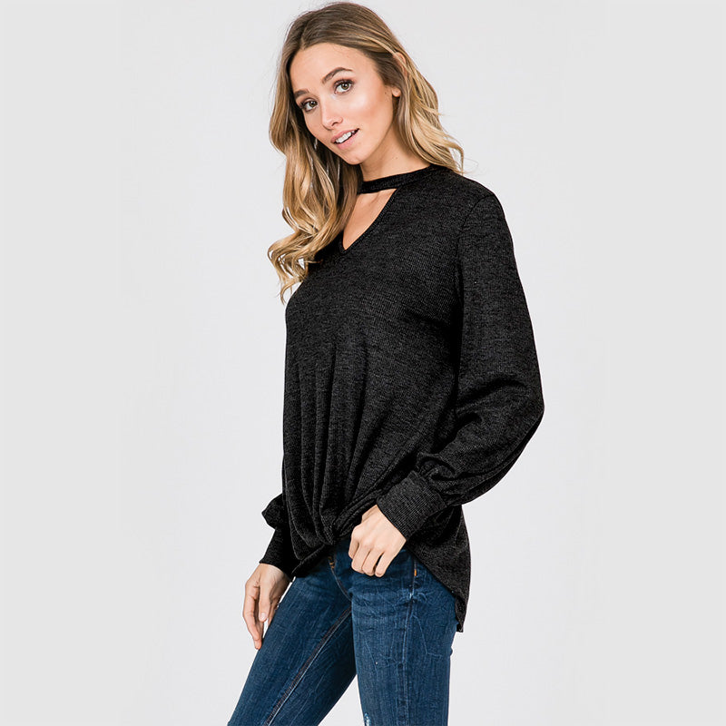 Sandra Puff Sleeve Top Black