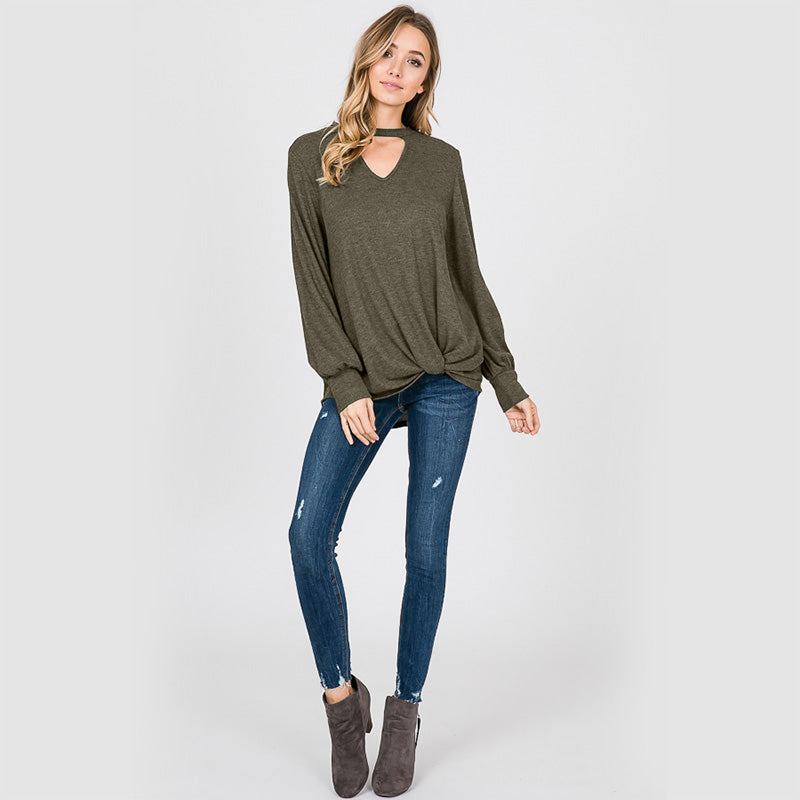 Sandra Puff Sleeve Top Khaki
