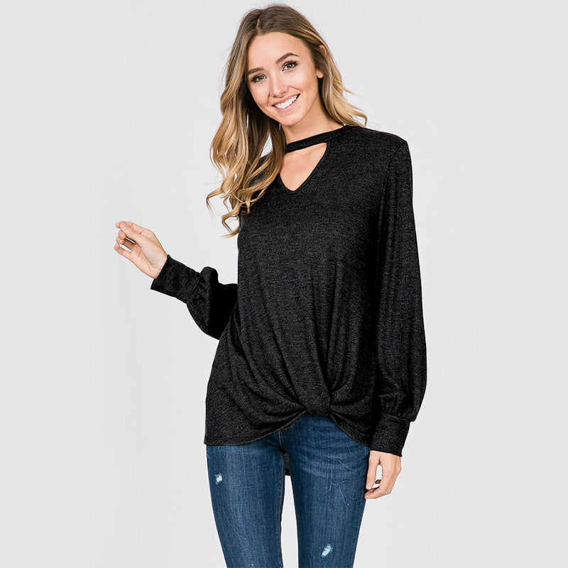 Sandra Puff Sleeve Top Black