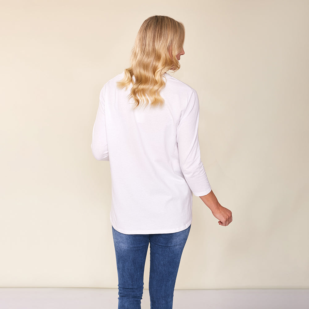 Riley V Neck Top (White)