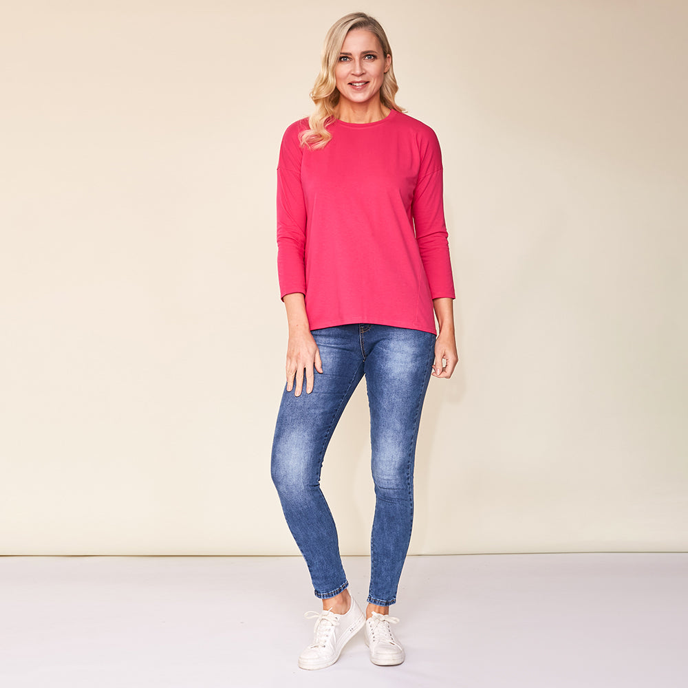 Riley Crew Neck Top (Pink)