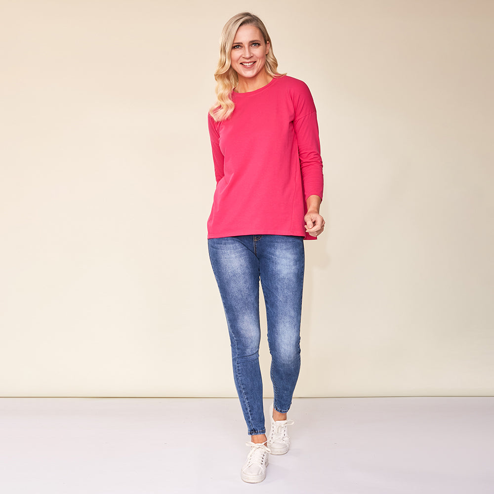 Riley Crew Neck Top (Pink)
