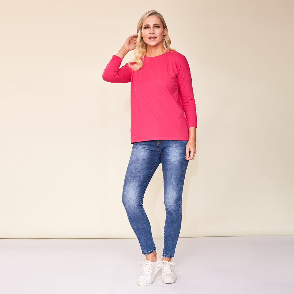Riley Crew Neck Top (Pink)