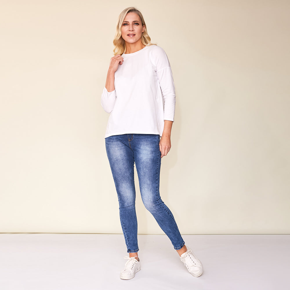 Riley Crew Neck Top (White)