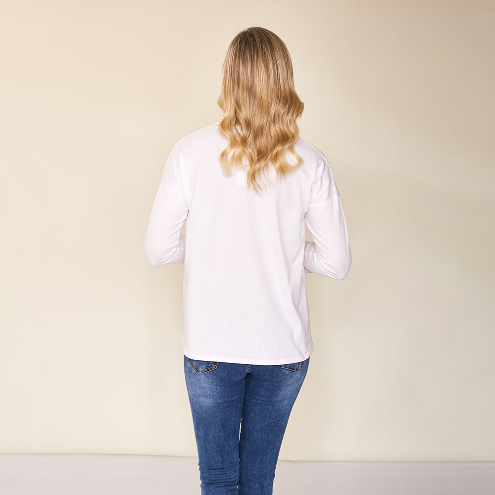 Riley Crew Neck Top (White)