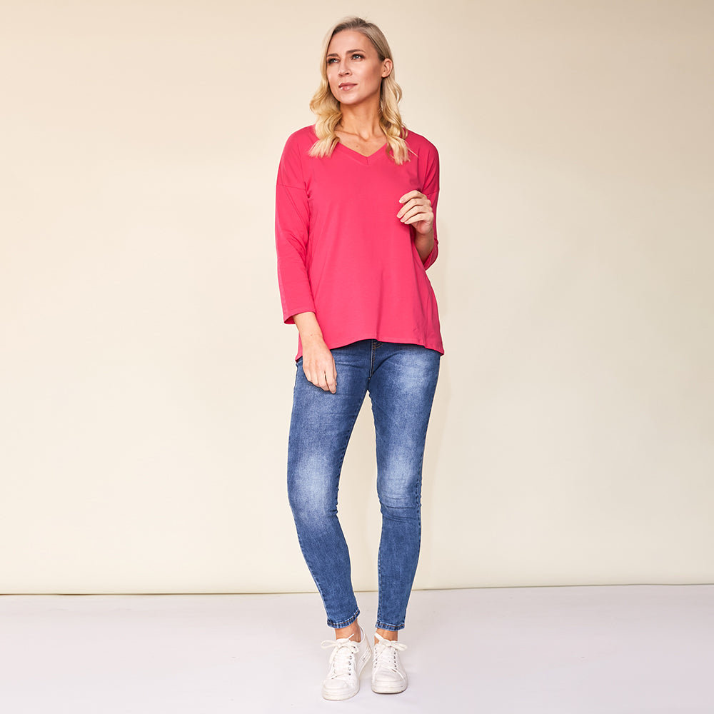 Riley V Neck Top (Pink)