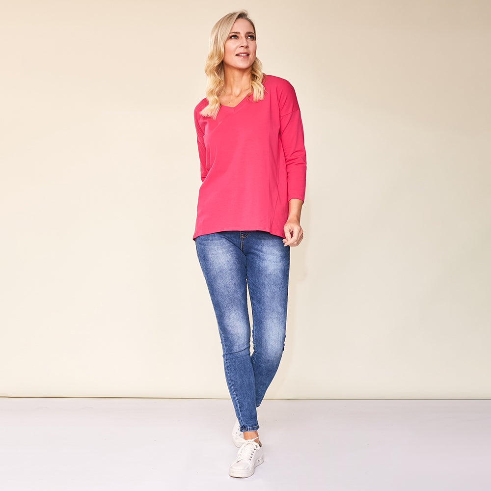 Riley V Neck Top (Pink)
