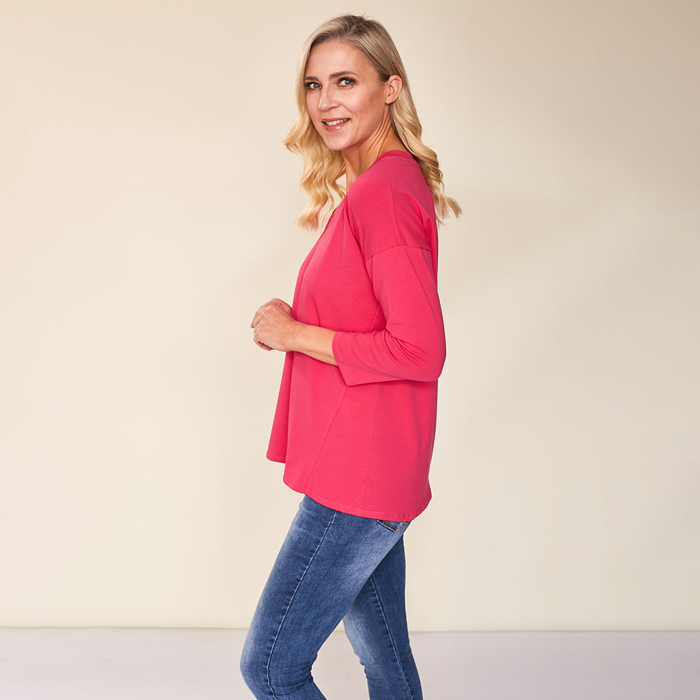 Riley V Neck Top (Pink)