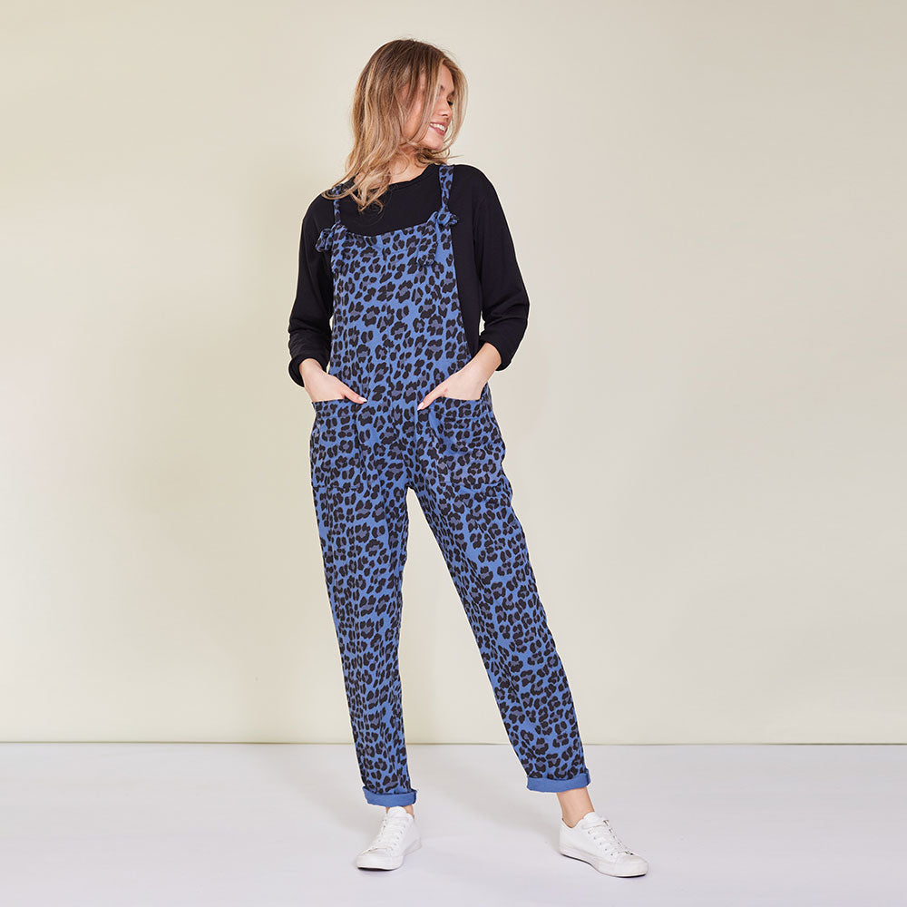 Ashley Jumpsuit (Blue Leopard) - The Casual Company