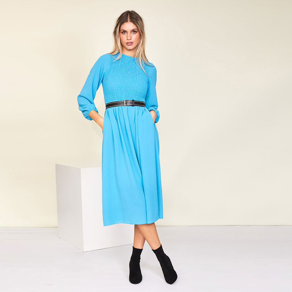 Aniston Dress (Blue) - The Casual Company