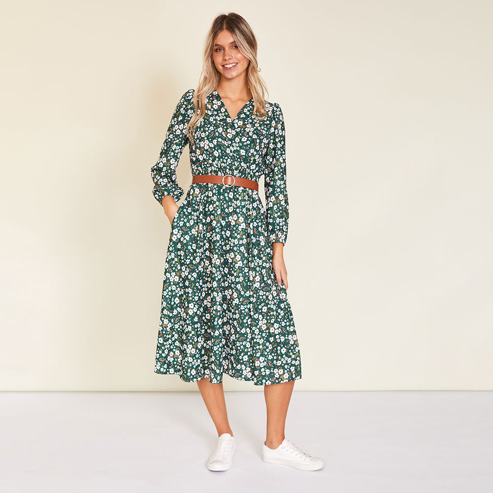 Carrie Dress (Floral Green)