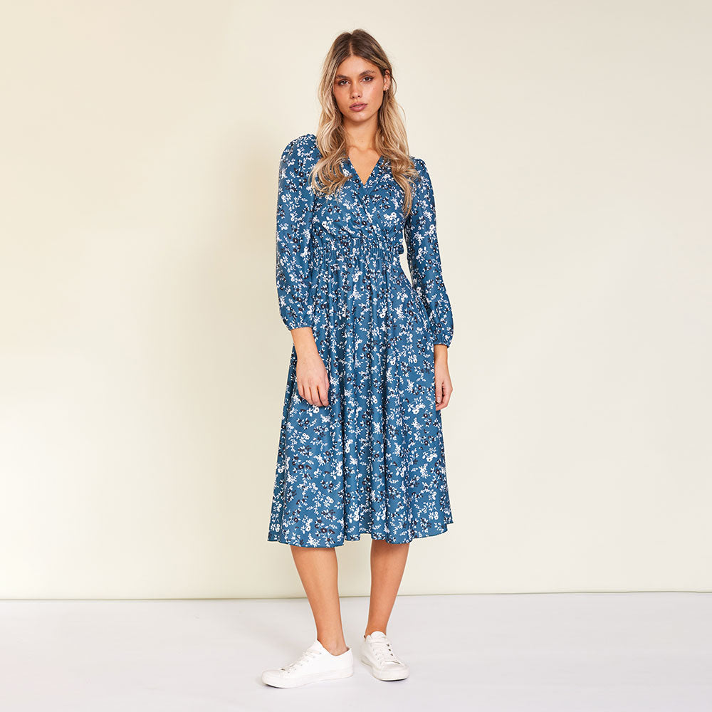 Carrie Dress (Floral Teal)
