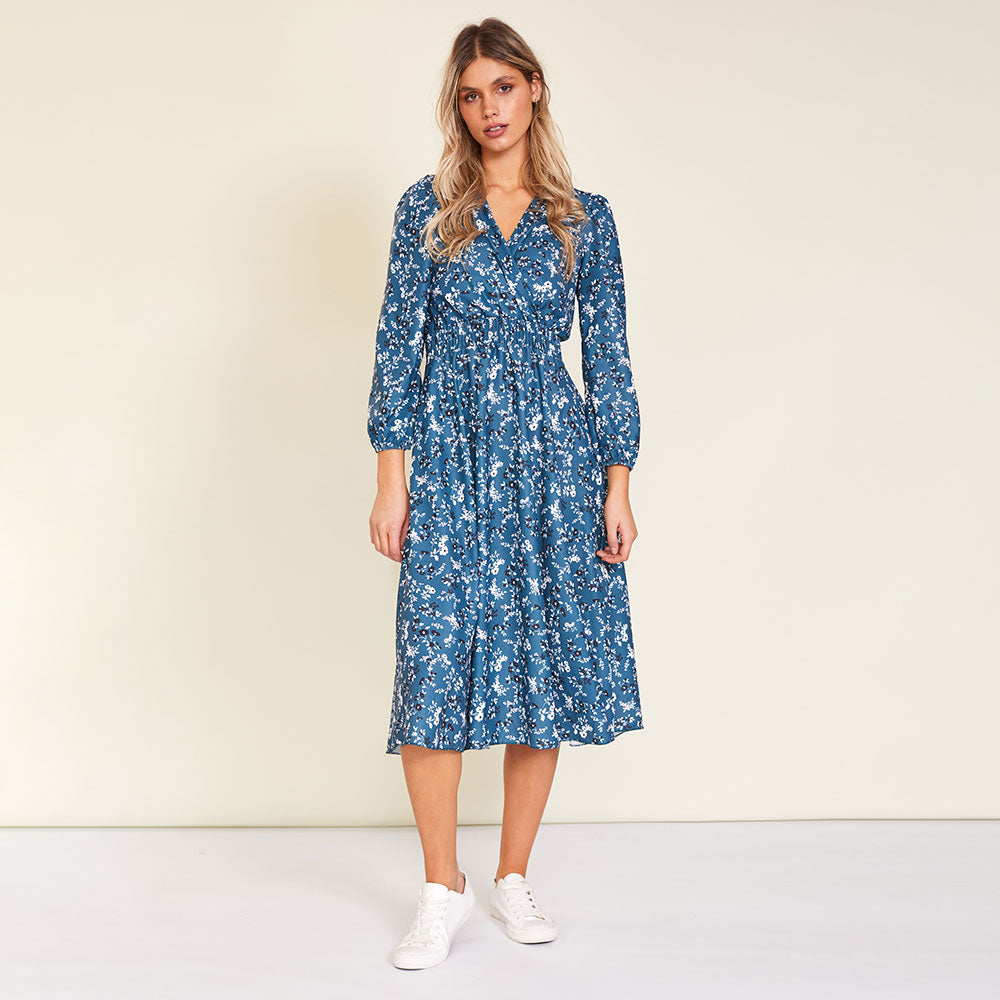 Carrie Dress (Floral Teal)