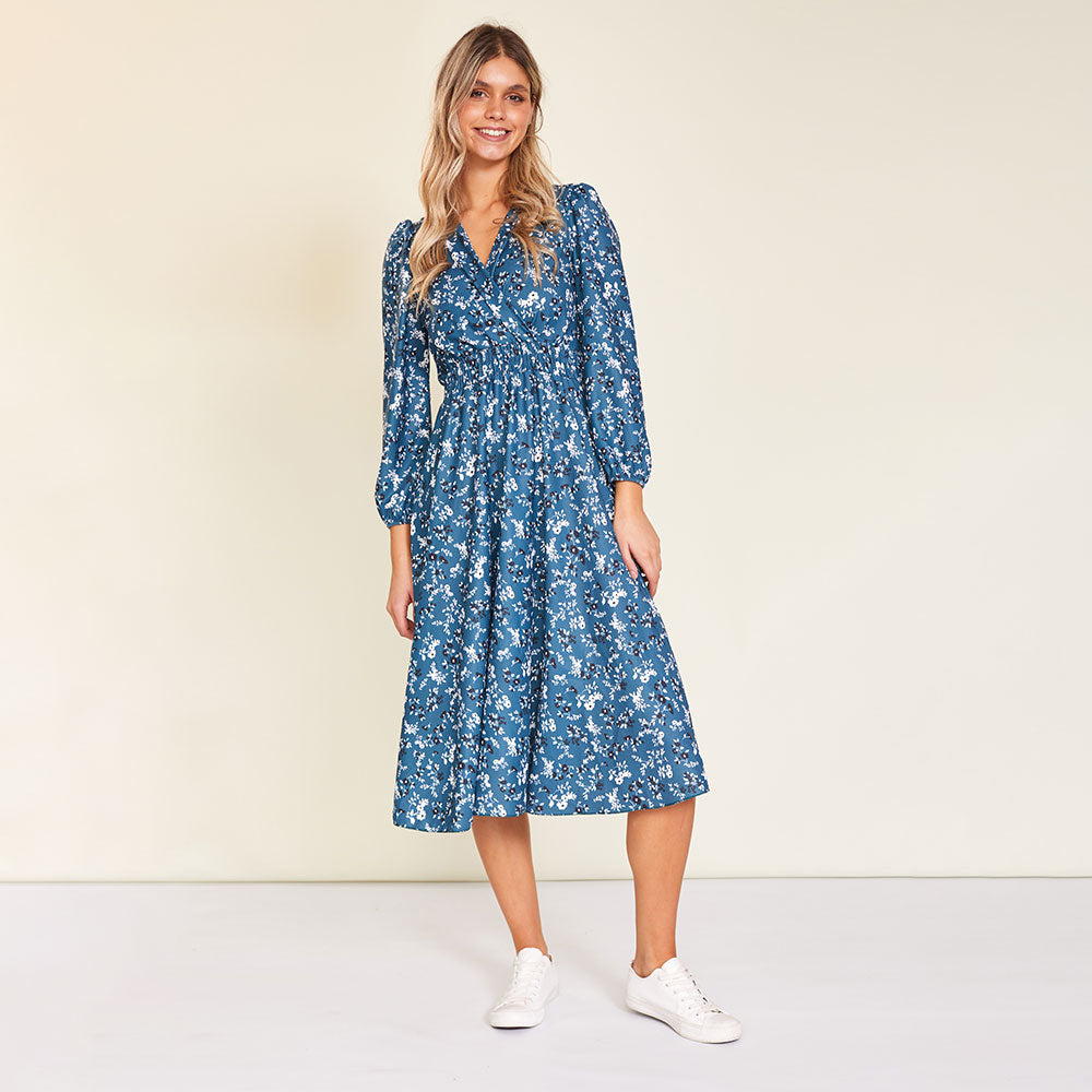 Carrie Dress (Floral Teal)