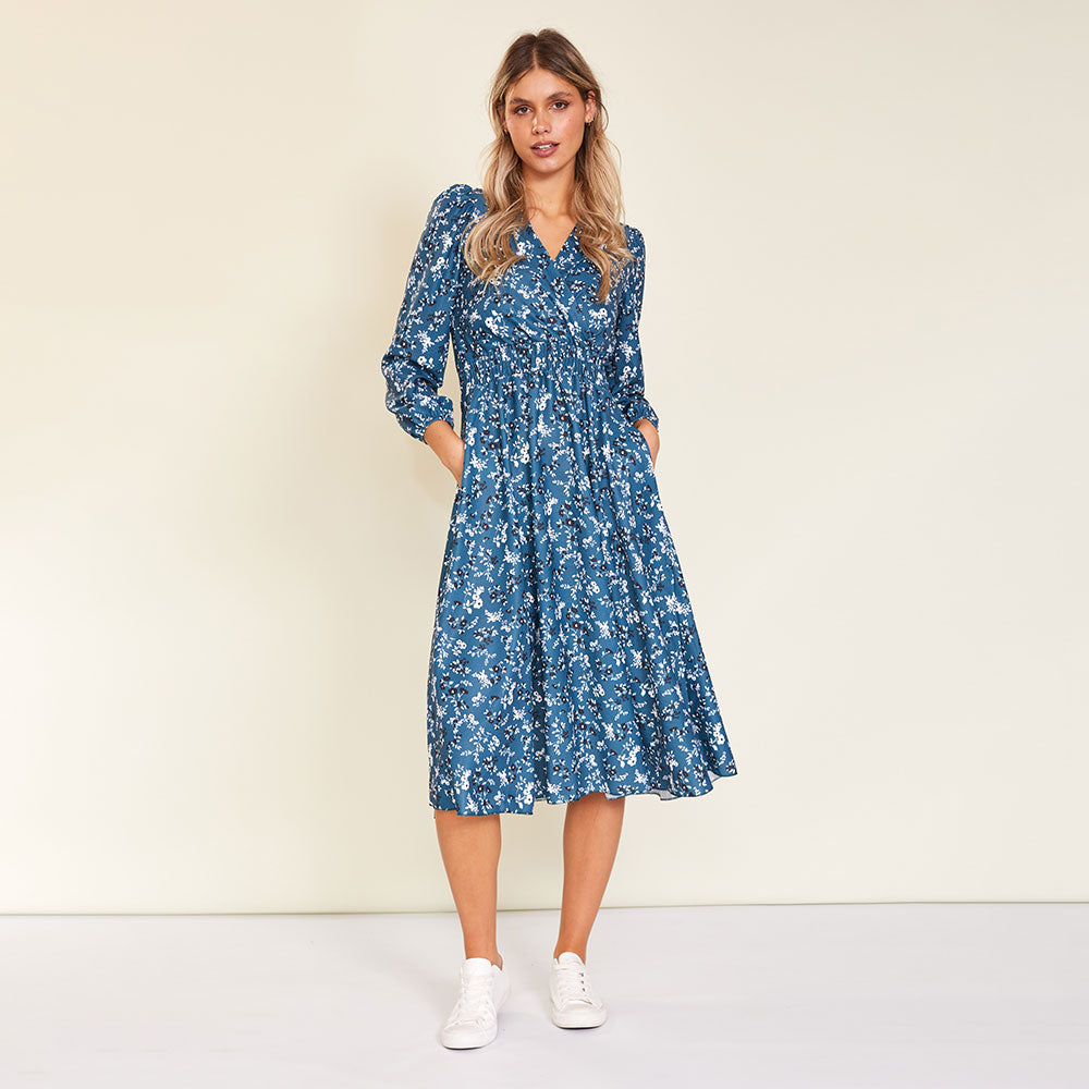 Carrie Dress (Floral Teal)