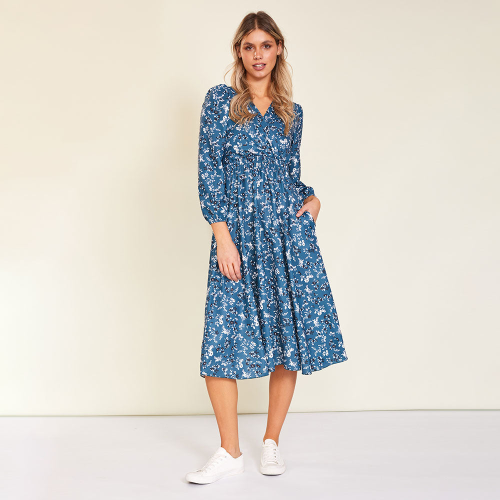 Carrie Dress (Floral Teal)