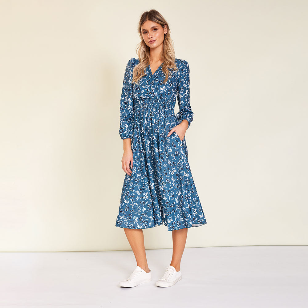 Carrie Dress (Floral Teal)
