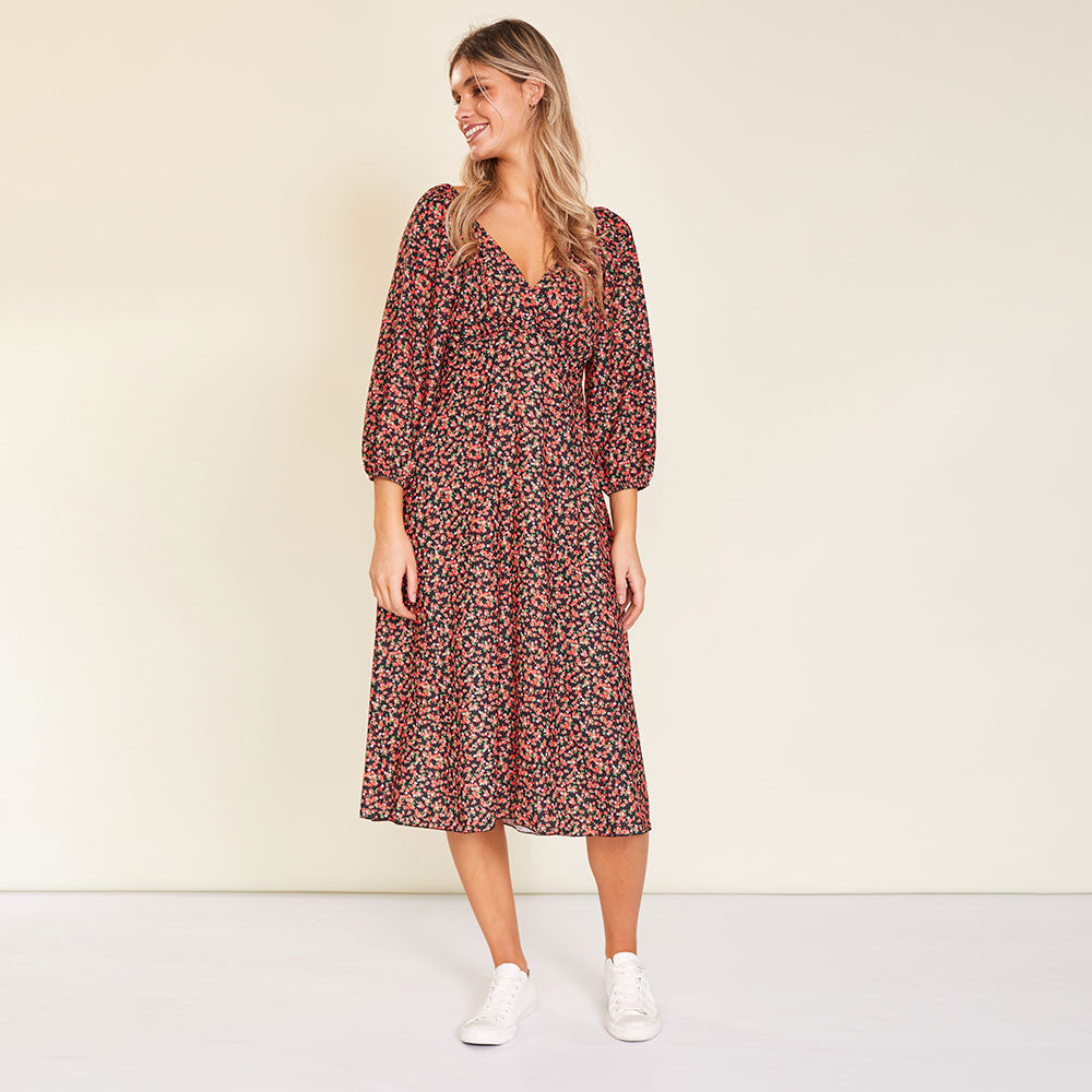 Reece Dress (Red Floral)
