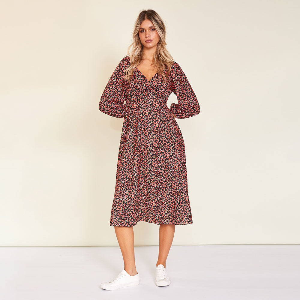 Reece Dress (Red Floral)