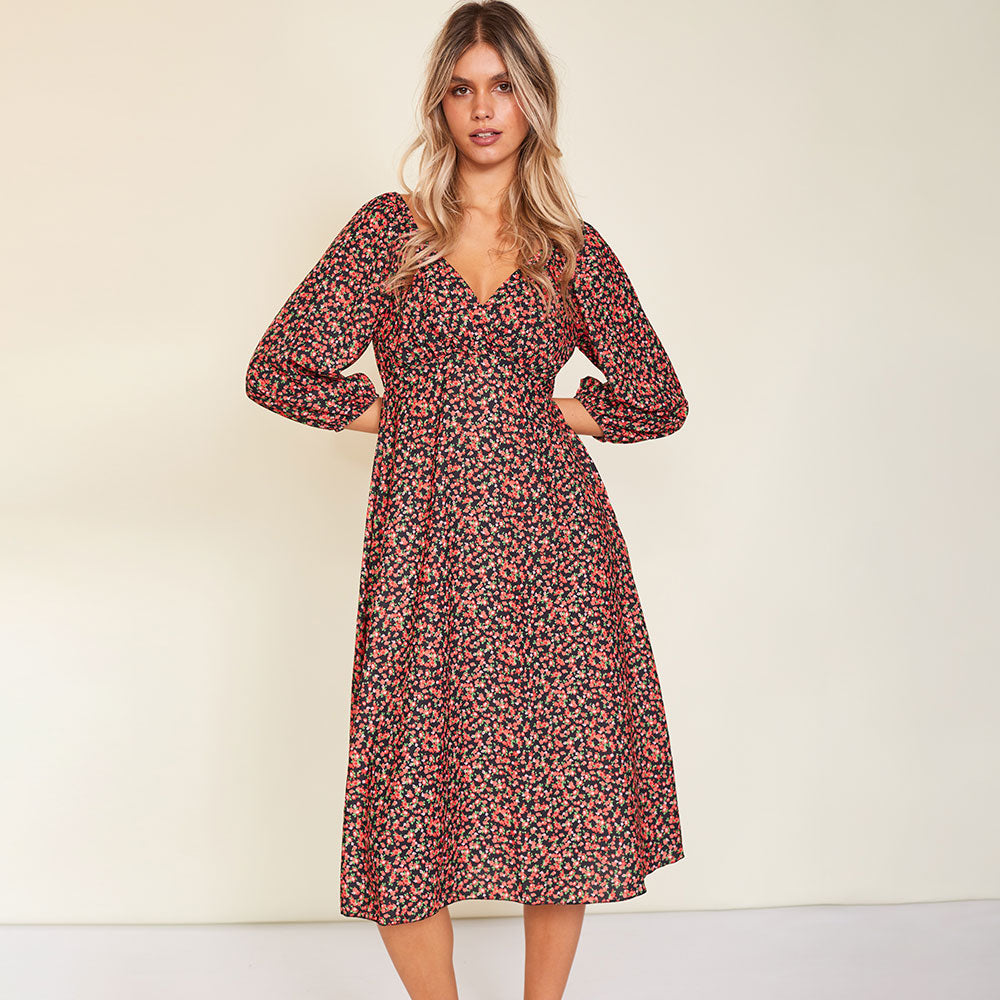 Reece Dress (Red Floral)