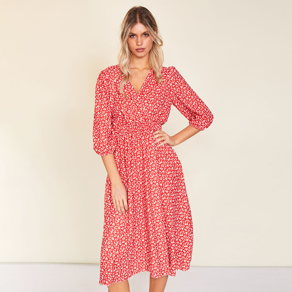 Daisy Dress (Red Floral)