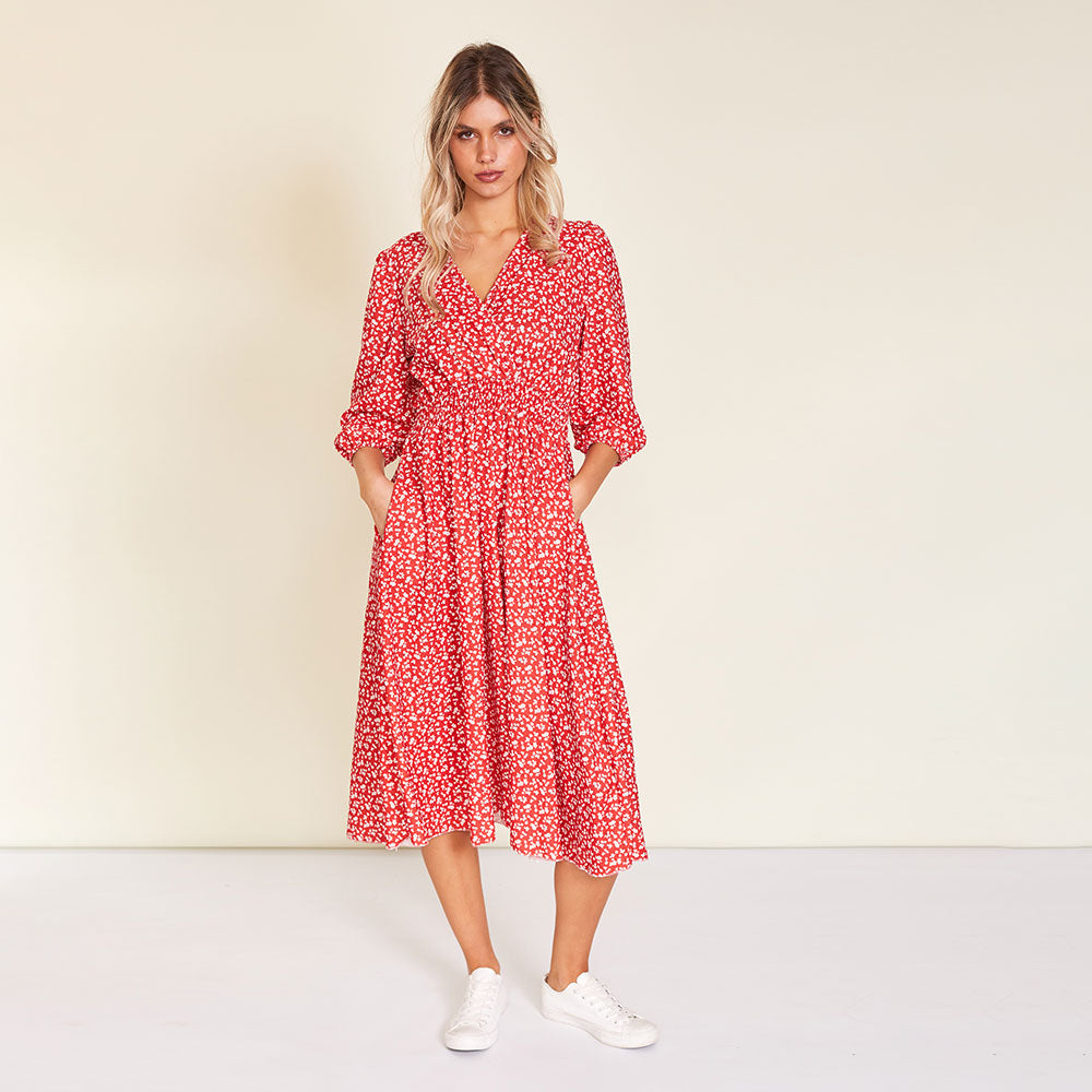 Daisy Dress (Red Floral)
