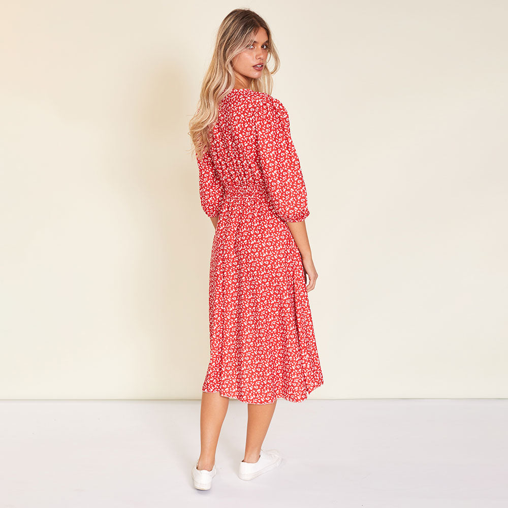 Daisy Dress (Red Floral)
