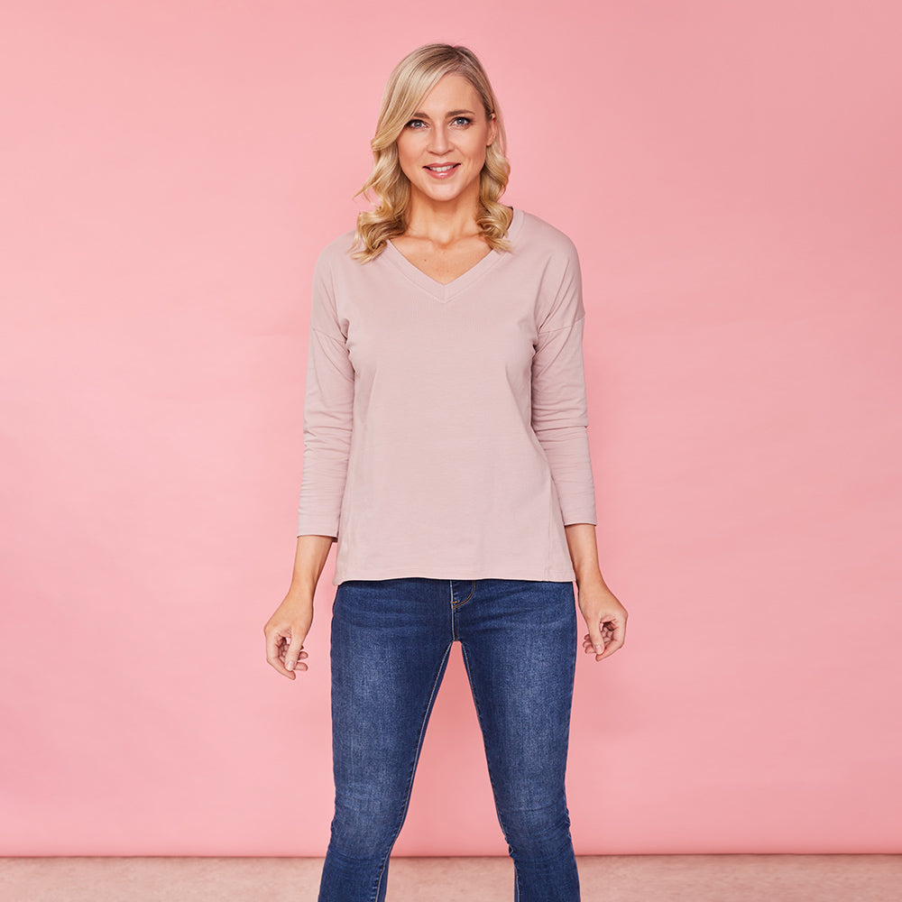 Riley V Neck Top (Rose)