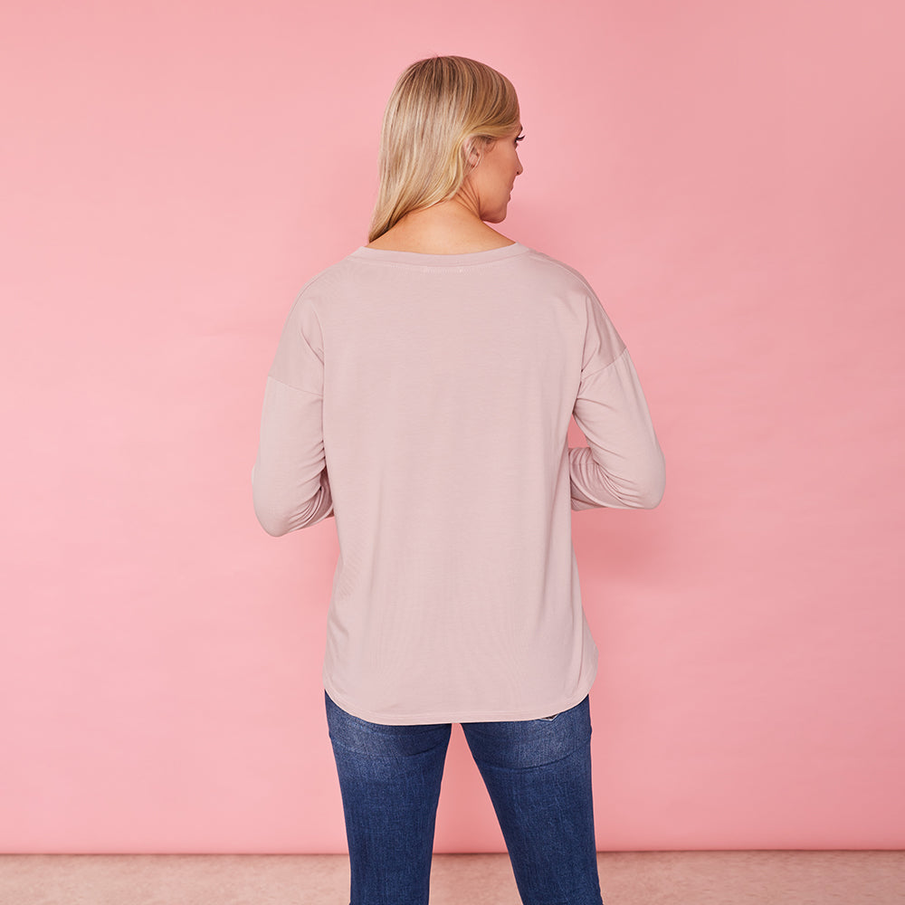 Riley V Neck Top (Rose)