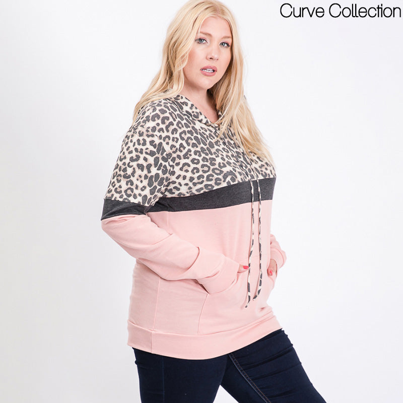 Tara Curve Leopard Hoody Pink