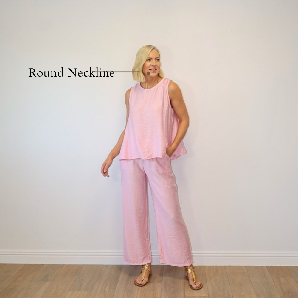 Cleo Sleeveless Co-ord (Pink) - Round Neckline