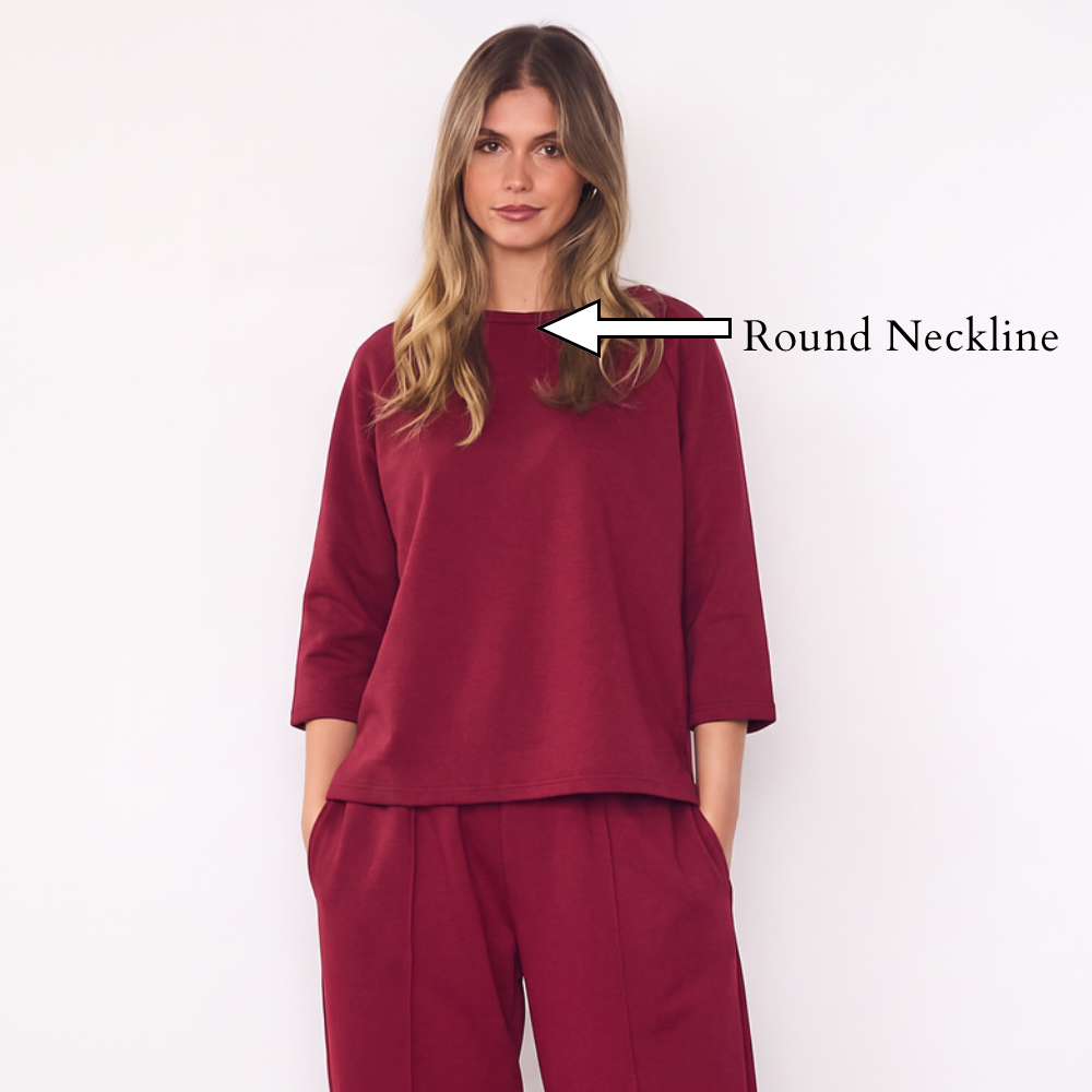 Zoe Co-ord (Burgundy) - Round Neckline