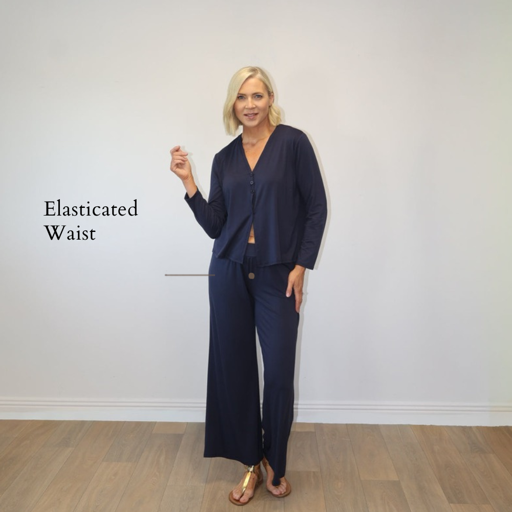 Elena Trousers (Navy) - Elasticated Waist